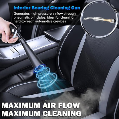 Dry Cleaning Gun,High-Pressure Air Blow Gun,Car Cleaning Gun,Air Nozzle Blow Gun, Car Air Blow Gun with 2 Nozzles,Works with Air Compressor and Quickly removes Surface Dirt and dust