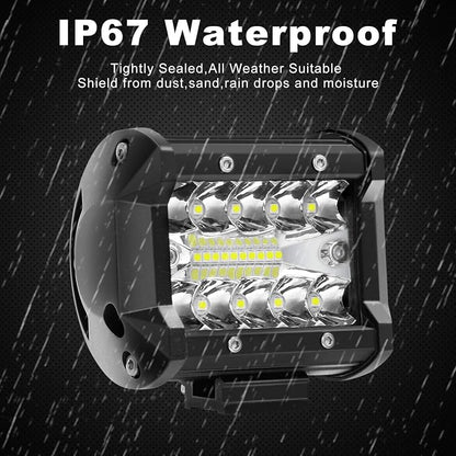 LED Pods, 4 Inch 60W LED Light Bar, 4PCS Spot Flood Combo Off Road Light Triple Row LED Work Light 6000LM Driving Fog Lamps for Pickup Truck Jeep ATV UTV SUV Boat Light