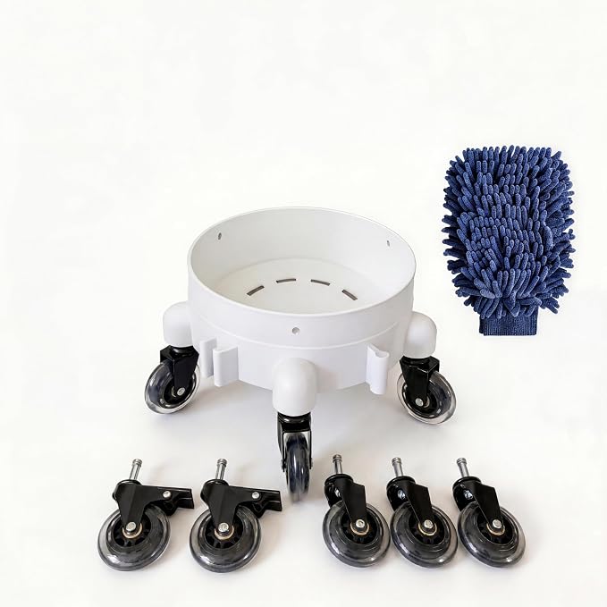 5 Gallon Bucket Dolly, 11in,3 Inch Silent Casters | 3 Inch Silent Casters, Heavy Duty Rolling Plant Dolly, For 3.5-5 Gallon Bucket & Round Flower Pot 1 Cleaning Mitt