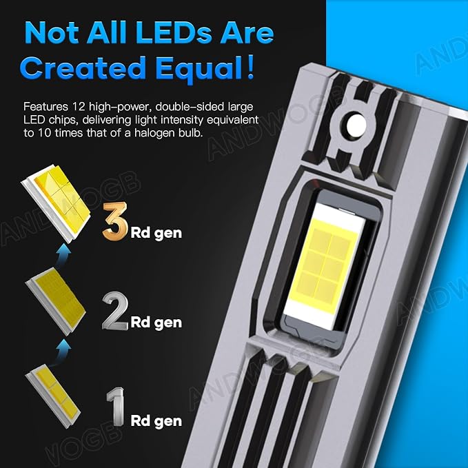Lights Compatible for Chevy Camaro Light Fog Bulbs for Off road Use, Years: 1998 1999 2000 2001 2002, 48000 Lumens 800% Brightness, Pack of 6