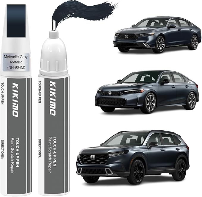 KIKIMO for Honda Touch Up Paint(Meteorite Gray Metallic(NH-904M)), Car Paint Repair Kit for Honda, 2 In 1 Scratches Repair with Pen Tip and Brush, Color-Matched for Quick & Easy Fix