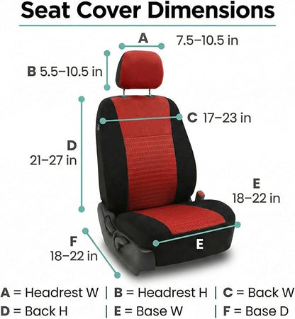 FH Group Universal Car Seat Covers Front Set for SUV Truck Sedan Vans | 3D Textured Breathable Fabric Seat Cover Set Protector with Airbag Compatible Interior Upgrade - Red