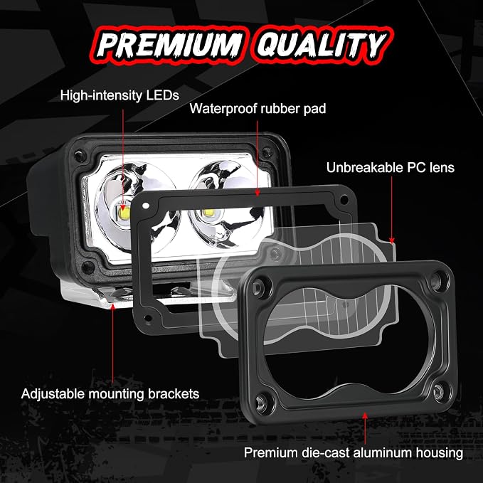 LED Pod Light Yellow Off Road Driving Cube Light LED Ditch Backup Work Lights Combo Bumper Light Bar Pods for Truck Pickup ATV UTV SUV 4x4 Motorcycle Boat