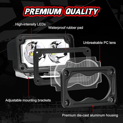 LED Pod Light Yellow Off Road Driving Cube Light LED Ditch Backup Work Lights Combo Bumper Light Bar Pods for Truck Pickup ATV UTV SUV 4x4 Motorcycle Boat