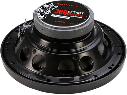 Crunch 2 Pair 6.5 Inch Car Audio Speakers, 300 Watt MAX 3 Way Full Range Speaker Set with 1 Inch Tweeter & Spade Terminal Connectors, CS-653
