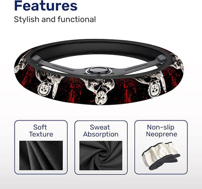 GENANY Horror Slasher Steering Wheel Cover, Non Slip Polyester Car Wheel Protector for Car SUV Truck, Universal 15 Inch