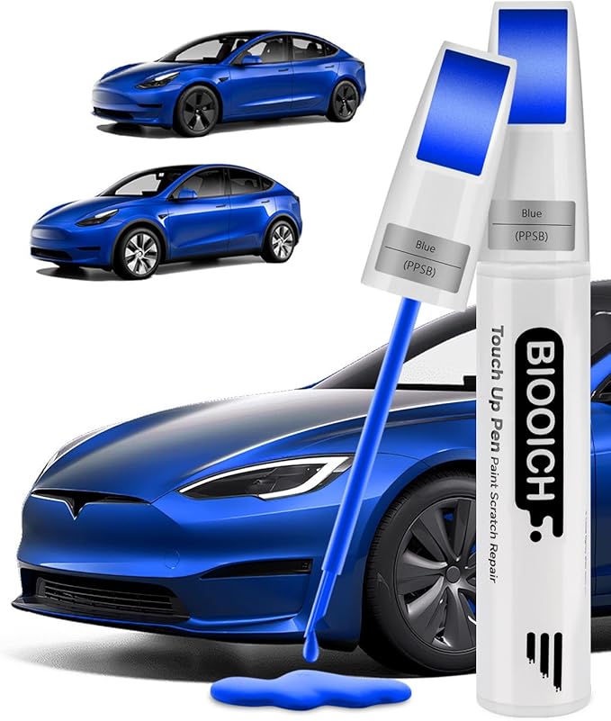 Touch Up Paint Pen Exact Color Match Car Chip and Scratch Repair (for Tesla, Deep Blue(PPSB))