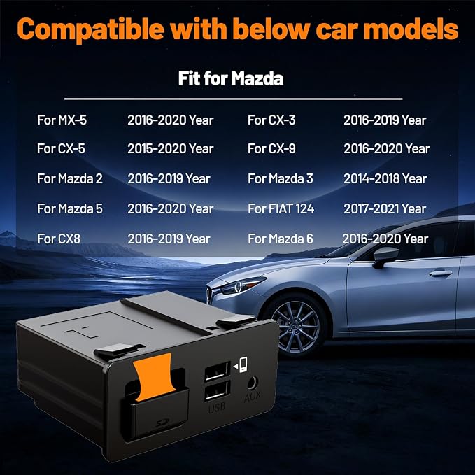 Mazda Apple CarPlay & Android Auto HUB OEM USB Media Retrofit Kit for Mazda 2/3/6/CX3 CX5/CX8/CX9/MX5/Miata 2014-2019 with MZD Connect System, New Upgraded TK78669U0C Parts