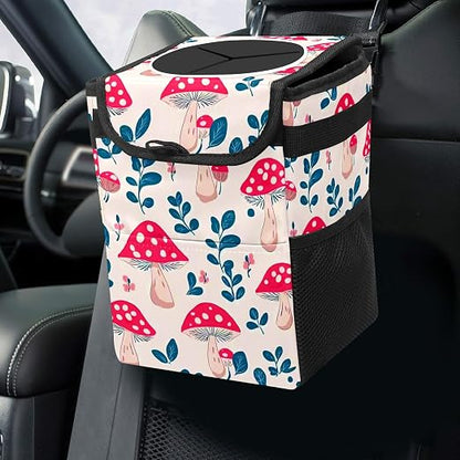Car Trash Can – Multi-Purpose, Lightweight and Portable with Durable Water-Resistant Coating, No Installation Required, Practical and Ample Capacity, Variety of Colors.Mushroom