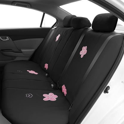 FH Group Car Seat Covers Floral Full Set Black Automotive Airbag and Split Rear Seat Cover Universal Fit Interior Accessories for Cars Trucks and SUV Car Accessories Van Seat Covers