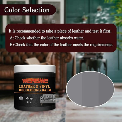 Leather Recoloring Balm - Leather & Vinyl Repair Balm for Furniture, Couches,Car Seats, Auto Interior & Accessories, Restores Faded, Worn, Scratched and Cracked Leather Surfaces (Gray)