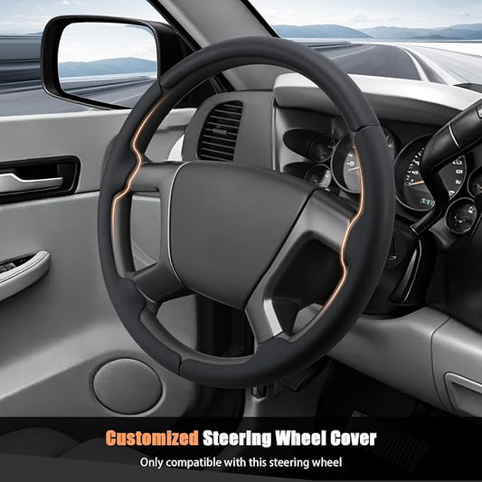 Aimato Customized Steering Wheel Cover for Chevy Silverado 1500 2007-2013/GMC Sierra 2007-2013/2500 3500 Suburban Tahoe Yukon 2007-2014/Traverse 2009-2017/GMC Sierra 2500 3500 2008-2014
