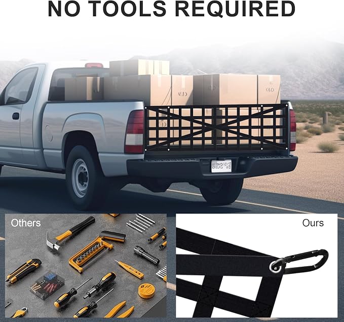 Tailgate Net - for Full Size Truck Cargo Net Compatible with Ford, Chevy, Dodge,Ram etc - Tail Gate Extender Nets for Pickup Truck Bed Accessories (59"x18")