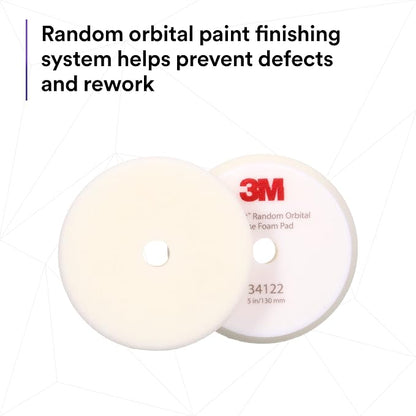3M Perfect-It Random Orbital Foam Compounding Pad, 5"/130 mm, White, 34122, for Automotive Compounding and Polishing