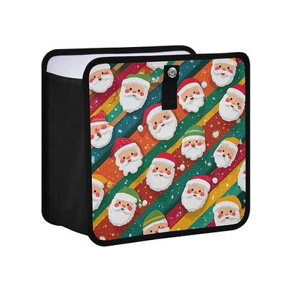 Car Trash Can Organizer Bin with Adjustable Strap for Back Front Seat Console Waterproof Leakproof Collapsible Portable 11 Inch Colorful Diagonal Striped Santa Claus