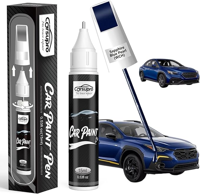 Sapphire Blue Pearl(WCH) for Subaru Touch Up Paint Pen, 2 in 1 Car Scratch Remover with Pen Tip and Brush, Precise Color Match for Car Paint Scratch Repair, Quickly and Easily Fix Chips and Nicks