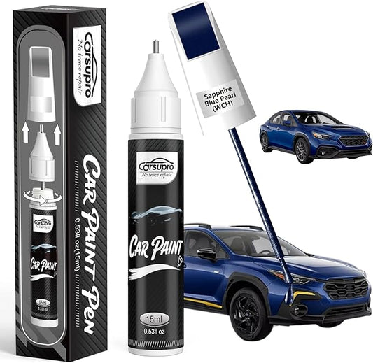 Sapphire Blue Pearl(WCH) for Subaru Touch Up Paint Pen, 2 in 1 Car Scratch Remover with Pen Tip and Brush, Precise Color Match for Car Paint Scratch Repair, Quickly and Easily Fix Chips and Nicks