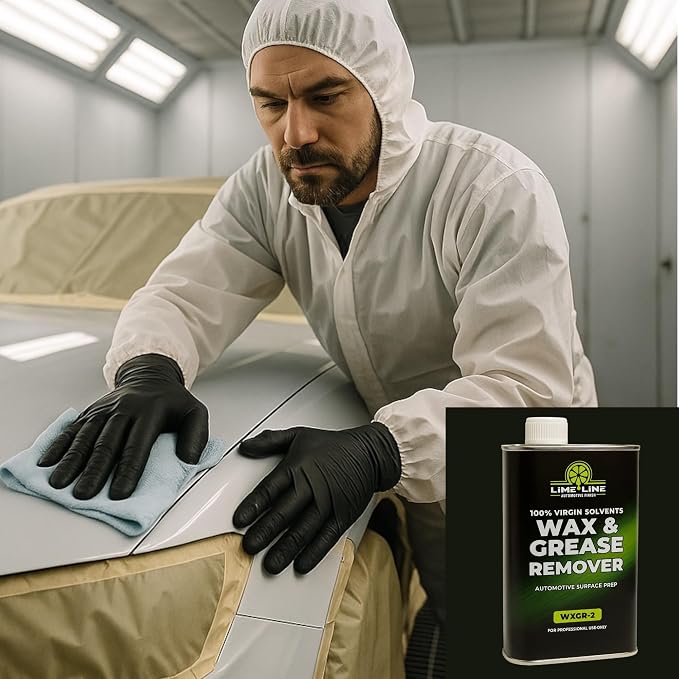 LiME LiNE Wax and Grease Remover – Multi-Surface Paint Prep Cleaner for Auto Body, Metal, Plastic, Fiberglass – Fast-Drying Solvent Degreaser Removes Wax, Tar, Adhesive & Contaminants (1 Quart)