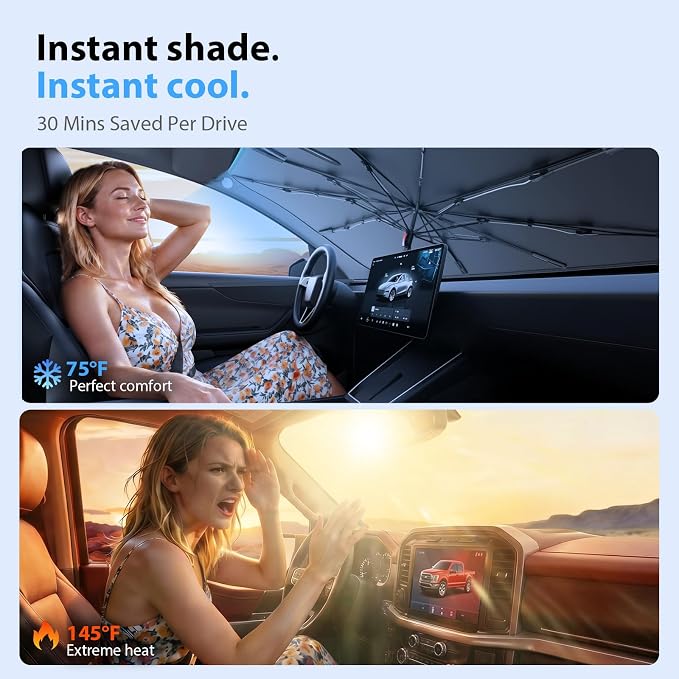 2026 Upgraded Windshield Sun Shade Umbrella for Mazda CX 5 [Precision Custom Fit, Superior UV & Heat Block] Cooling Tech Fabric, Durable Foldable with Storage Bag, Fits 2013-2025