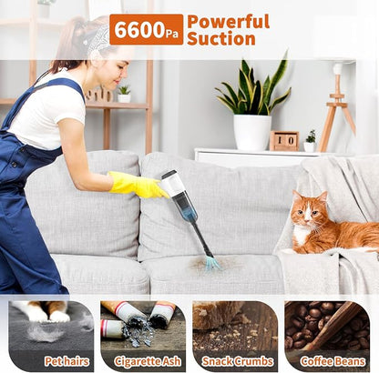 NICE BUDDY Cordless Vacuum Cleaner-Mini Air Duster, Portable Handheld Vacuum, 3 in1Dry Use for Car Keyboard,Dust Buster & Air Blower for Kitchen, 6500PA Suction,Inflate/Deflate Swim Ring