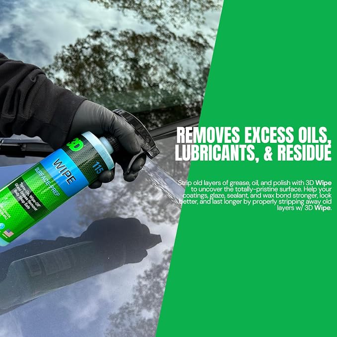 3D Wipe Ceramic Coating Surface Prep - Removes Excess Oils & Lubricants from Paint & Glass Prior to Ceramic Coating Application 16oz.