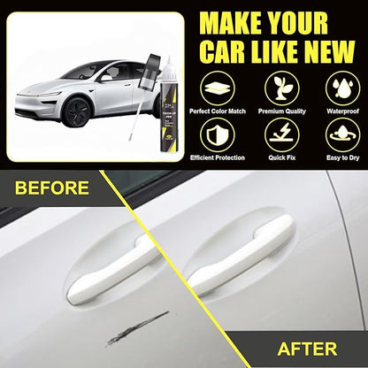 Car Touch Up Paint(Pearl White Multi-Coat(PPSW)) for Tesla, 2 in 1 Car Scratch Remover with Pen Tip and Brush, Exact Color-Matched for Car Paint Scratch Repair, Quick & Easy Fix Chips and Nicks