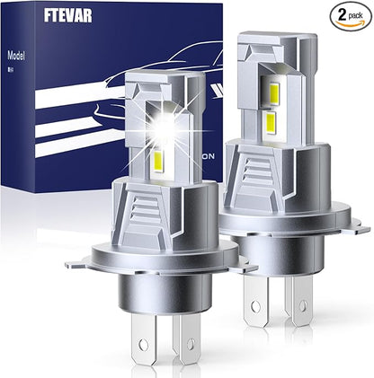 H4/9003 LED Bulbs, Fanless, Plug and Play, Pack of 2 | 30000LM Brightness, 6500K Cool White, 50,000+ Hour Lifespan, Fanless, 1:1 Mini Size, 6063 Aluminum, IP67 Waterproof