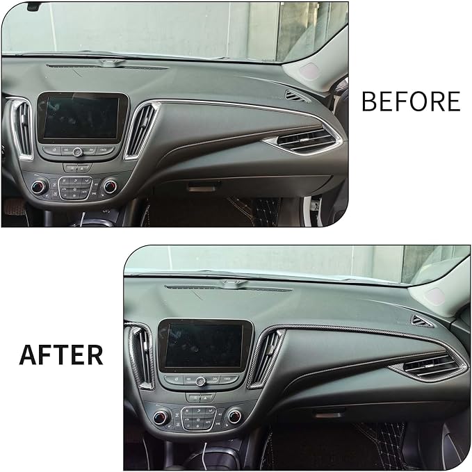 Car Center Console Air Conditioning Air Vent Outlet Trim Cover Kit for Chevrolet Chevy Malibu 2016-2024, ABS Dashboard Side A/C Air Vent Frame Panel Protective Cover Interior Decorative Accessories