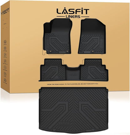 LASFIT Floor Mats & Cargo Mat for Kia Soul 2025 2024 2023 2022 2021 2020 (Fit Cargo Floor in Lower Position), All Weather TPE Car Mats Custom Fit Kia Soul 2020-2025 Floor Liners & Trunk Mat Full Set