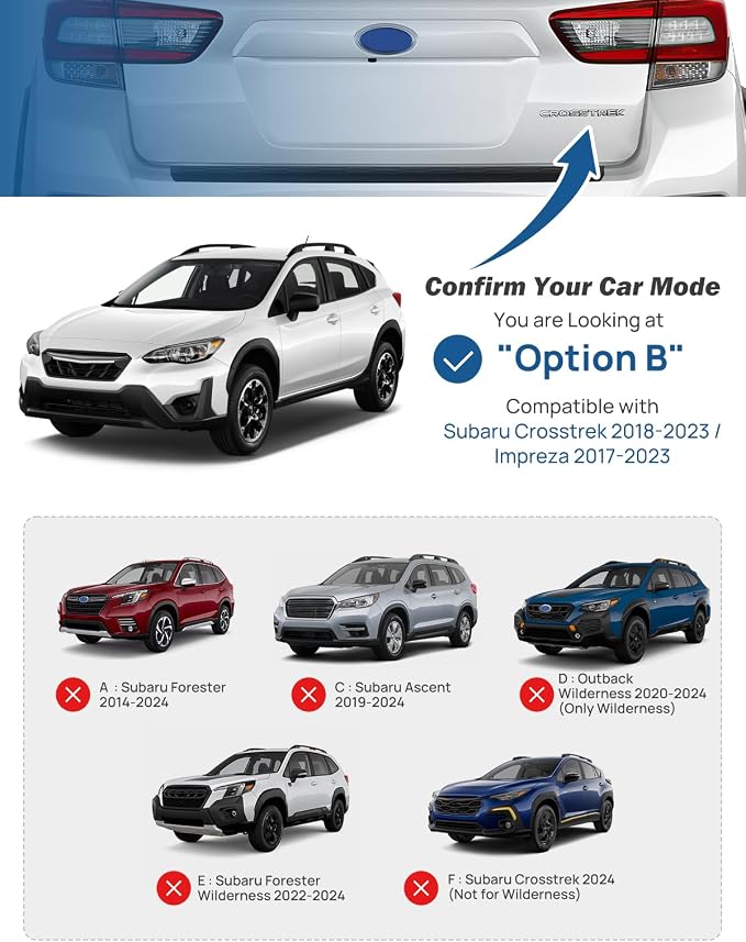 JOYTUTUS Lockable Car Roof Rack Cross Bars Compatible with Subaru Crosstrek 2018-2023 / Impreza 2017-2023, 300LB Aluminum Crossbars for Roof Racks Suitcases Kayaks Canoes Bikes Skis Snowboard