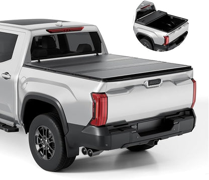 FRP Hard Folding Truck Bed Tonneau Cover Compatible with 2007-2021 Toyota Tundra 5' 6" Bed (66.7"), Tri Fold Style