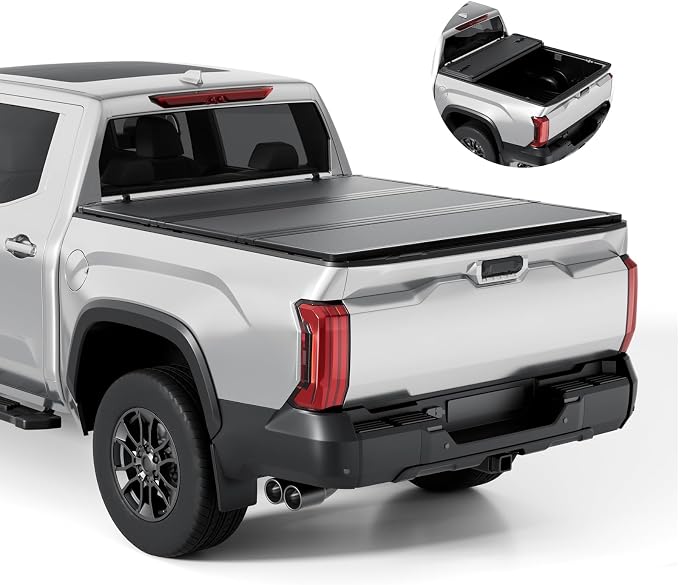 FRP Hard Folding Truck Bed Tonneau Cover Compatible with 2022-2026 Toyota Tundra 6' 6" Bed w/OE Rail System (78.7"), Tri Fold Style