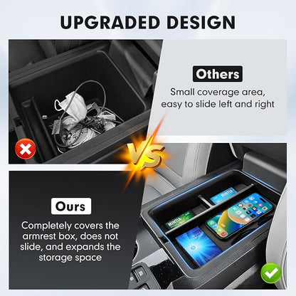 Autorder 3PCS Center Console Organizer for Honda Pilot 2023 2024 2025 2026 Accessories - Armrest Organizer Tray/Dashboard Storage Box/Hidden Storage Box - ABS Material