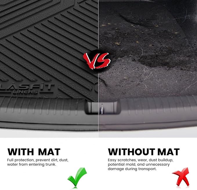 LASFIT Cargo Mat for Dodge Charger Daytona 2024 2025 2026 Scat Pack & R/T (Fit 2-Door, Not for 4-Door), All Weather TPE Custom Fit Trunk Mats Cargo Liners, Black