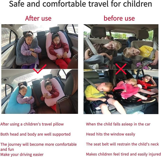 FHSGGP Travel Pillow Car Pillow Kid Car Sleeping The Sleeping Aid for Adults and Kids on Road Trips Kids Travel Pillow Colorful Blue