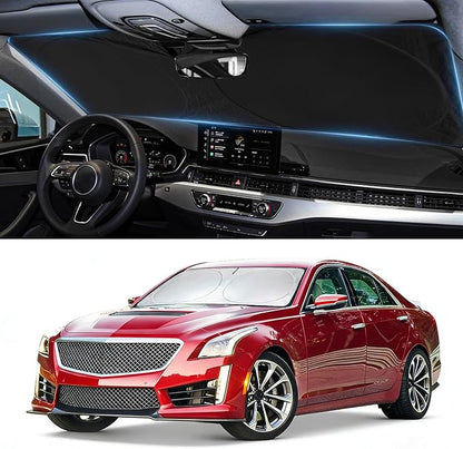 Windshield Sun Shade for Cadillac CTS 2014-2019, Custom-Fit CTS Sun Visor Protector, 99% UV Block Heat Sun Shield, Silver Reflective Front Window Sunshade