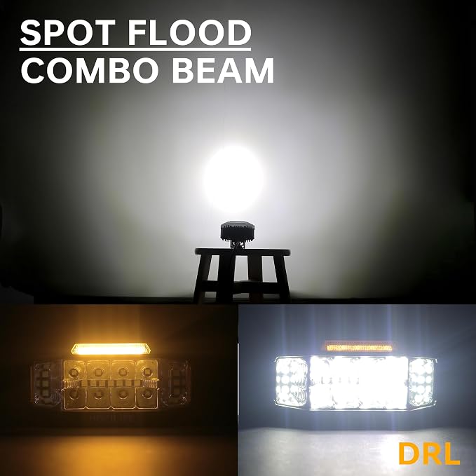 3 Inch LED Pods, 2PCS 40W 12V Flood Spot Ditch Lights Offroad Driving Fog LED Work Light for Truck ATV UTV Motorcycle (HZ1121-DRL)