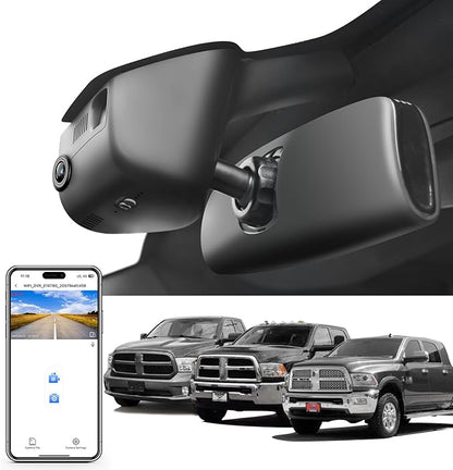 Mangoal 4K Dash Cam Custom for 4th Gen Dodge RAM 1500/2500/3500 2013 2014 2015 2016 2017 2018,(Model B),Check Model Carefully,OEM Look, UHD 2160P Video, WiFi & App, 128GB Card