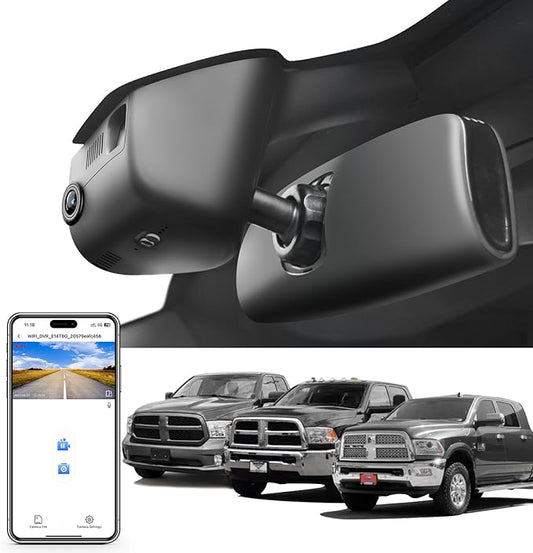 Mangoal 4K Dash Cam Custom for 4th Gen Dodge RAM 1500/2500/3500 2013 2014 2015 2016 2017 2018,(Model B),Check Model Carefully,OEM Look, UHD 2160P Video, WiFi & App, 128GB Card