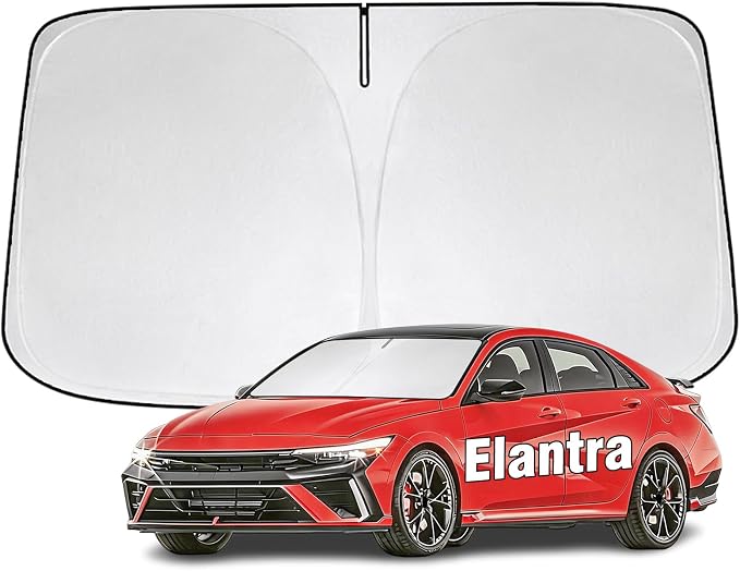 Windshield Sun Shade for Hyundai Elantra 2011-2026 Sunshade 300T Windshield Cover Blocks UV Rays Custom Fit Front Window Shades Windshield Accessories Keep Cool Foldable