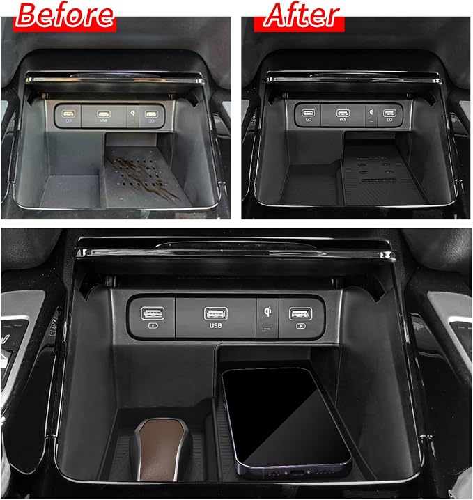 smabee Center Console Wireless Charging Protective Mat for Kia Sorento 2021-2025 2026 Silicone Protection Pad Center Console Liner Interior Accessories Black