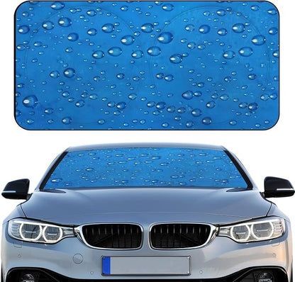 Woanger Windshield Sun Shade Foldable Car Front Window Covers for Car Accessories Sun Heat UV Rays Visor Protector Protection for Universal Cars SUV Truck (Water Droplet)