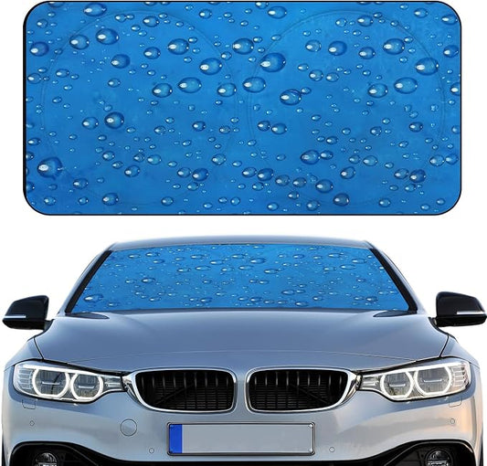 Woanger Windshield Sun Shade Foldable Car Front Window Covers for Car Accessories Sun Heat UV Rays Visor Protector Protection for Universal Cars SUV Truck (Water Droplet)