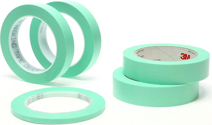 3M Precision Masking Tape, 06529, 3/4 in x 60 yds, 1 Roll, Green, Acrylic Adhesive, Adheres to Metal, Glass and Painted Surfaces