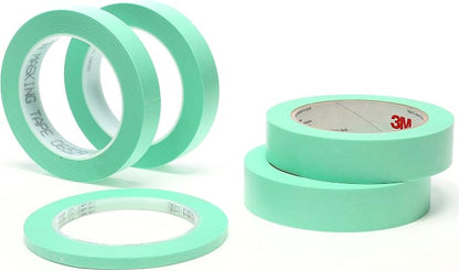 3M Precision Masking Tape, 06529, 3/4 in x 60 yds, 1 Roll, Green, Acrylic Adhesive, Adheres to Metal, Glass and Painted Surfaces