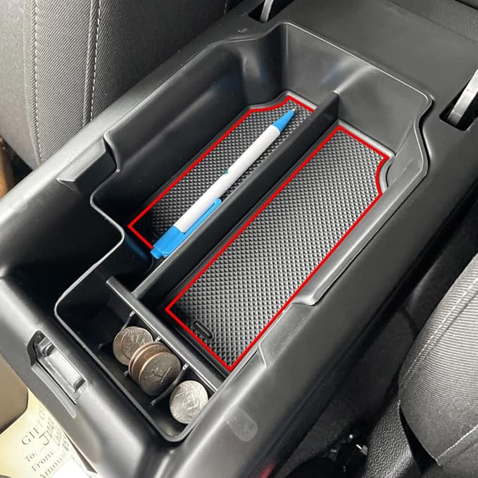 EDBETOS Center Console Organizer Tray Compatible with Chevy Colorado GMC Canyon Accessories 2015 2016 2017 2018 2019 2020 2021 2022 Armrest Secondary Storage Glove Box (Red Trim)