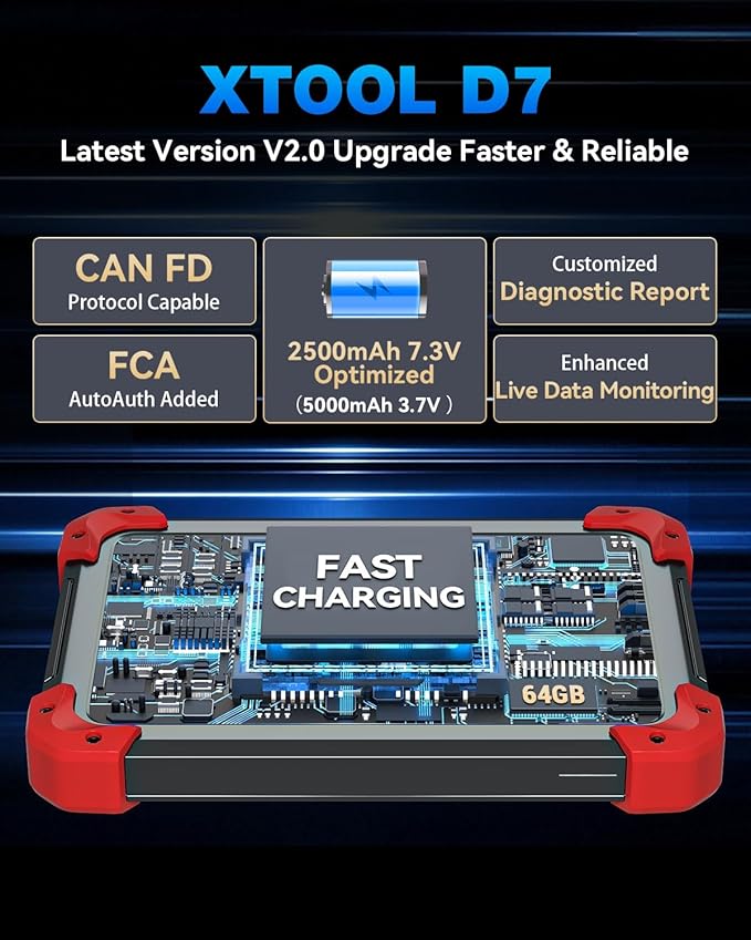 XTOOL D7 Bidirectional Scan Tool: 2026 Ai-Assisted OBD2 Scanner Diagnostic Tool with 36+ Resets, Full System Car Scanner with EPB, Injector Test, Throttle, Crank Sensor Relearn, FCA, CANFD & DoIP