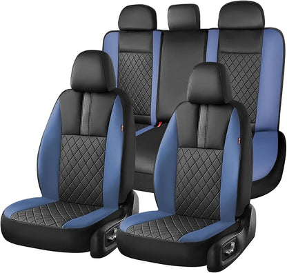 Coverado Car Seat Covers Full Set, Automotive Leather Seat Covers for Car，Universal Fit Front Back Seat Cover, Non-Slip Waterproof Breathable Car Seat Protector