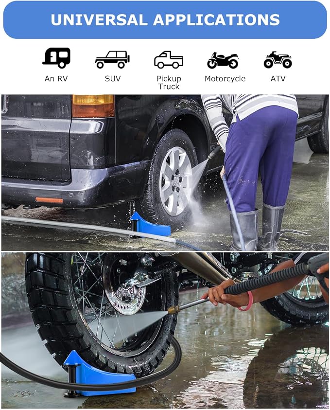 Car Hose Guide 4PCS, Hose Guide for Car Wash Detail, Tire Hose Roller Preventing Pressure Washer Hose from Stuck and Snagging Car Wash Tool for SUV Pickup Truck RV ATV Motorcycle (Blue)