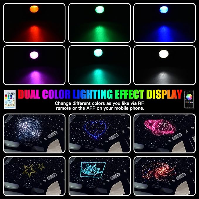 Twinkle Starlight Headliner Light-1000pcs* 0.02in* 9.8ft Fibers kit | Twinkle Effect,APP/Remote Control ,Sound Activated ,Muisc Sync ,for Car Home Star Ceiling Decor